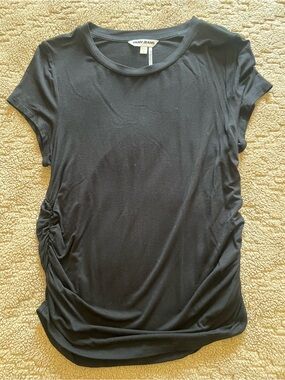 Dkny Black Short Sleeve Side-Ruched Tee